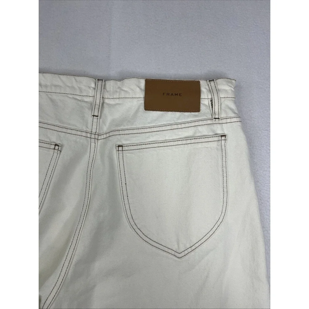 FRAME Le Italien Straight Fit Cotton Jeans Ivory Womens 32 Made in Italy NEW